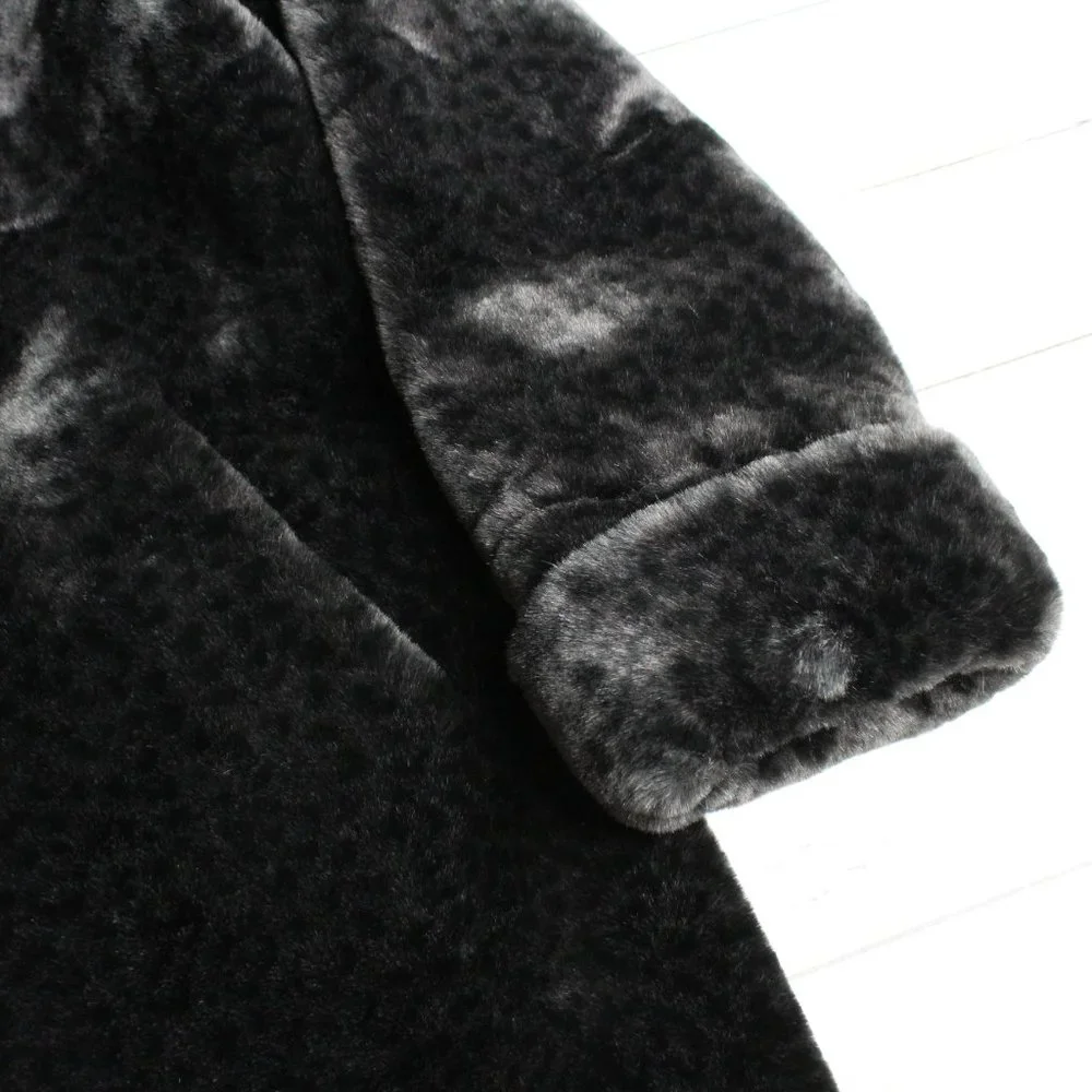 Nuage Women's Faux Fur Coat Size XS Black Plush Winter Jacket - Picture 5 of 11